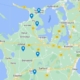 Kortet viser placeringen af de 6 projekter, LAG Nordvestsjælland indstillede i 1. runde 2025