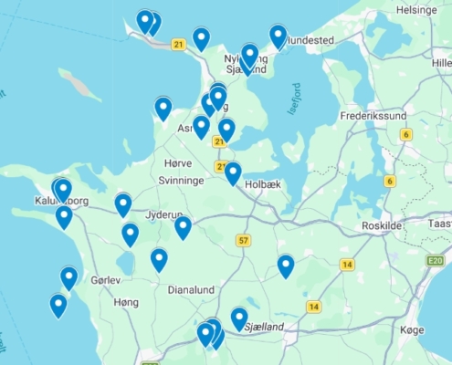 Kort med projektadresser